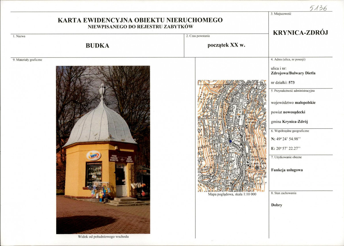 Karta obiektu niewpisanego do rejestru, skan nr 1