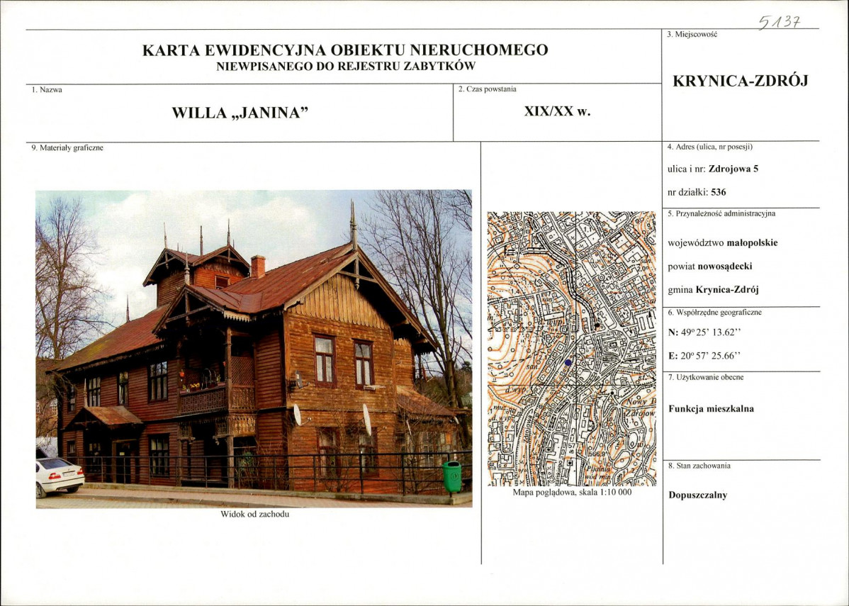 KEZN - Karta obiektu niewpisanego do rejestru, skan nr 1