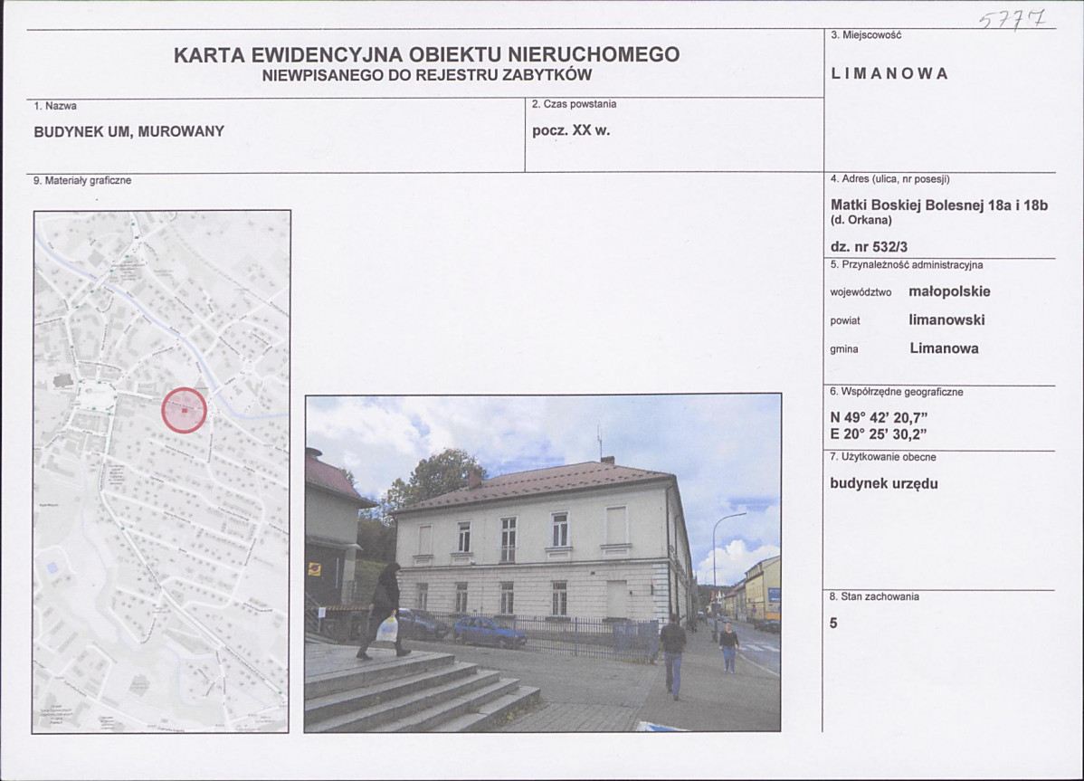 KEZN - Karta obiektu niewpisanego do rejestru, skan nr 1