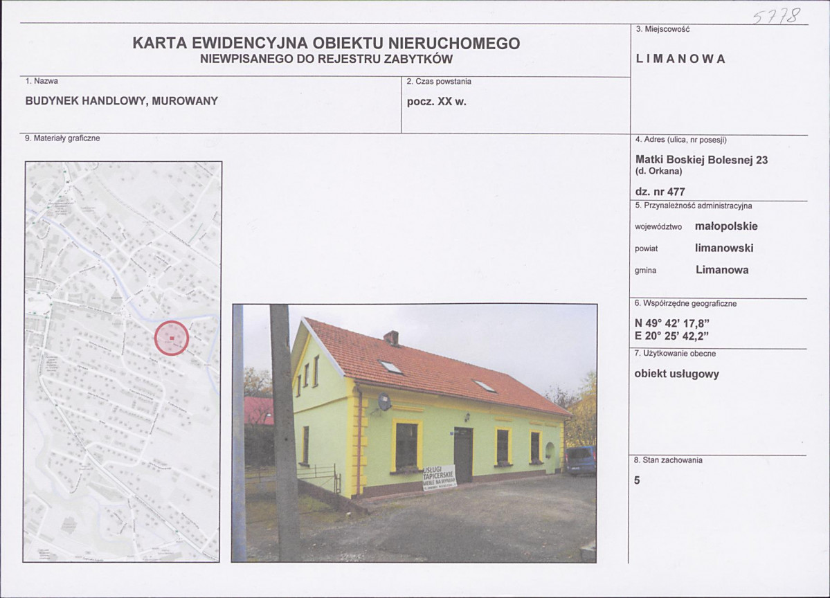 KEZN - Karta obiektu niewpisanego do rejestru, skan nr 1