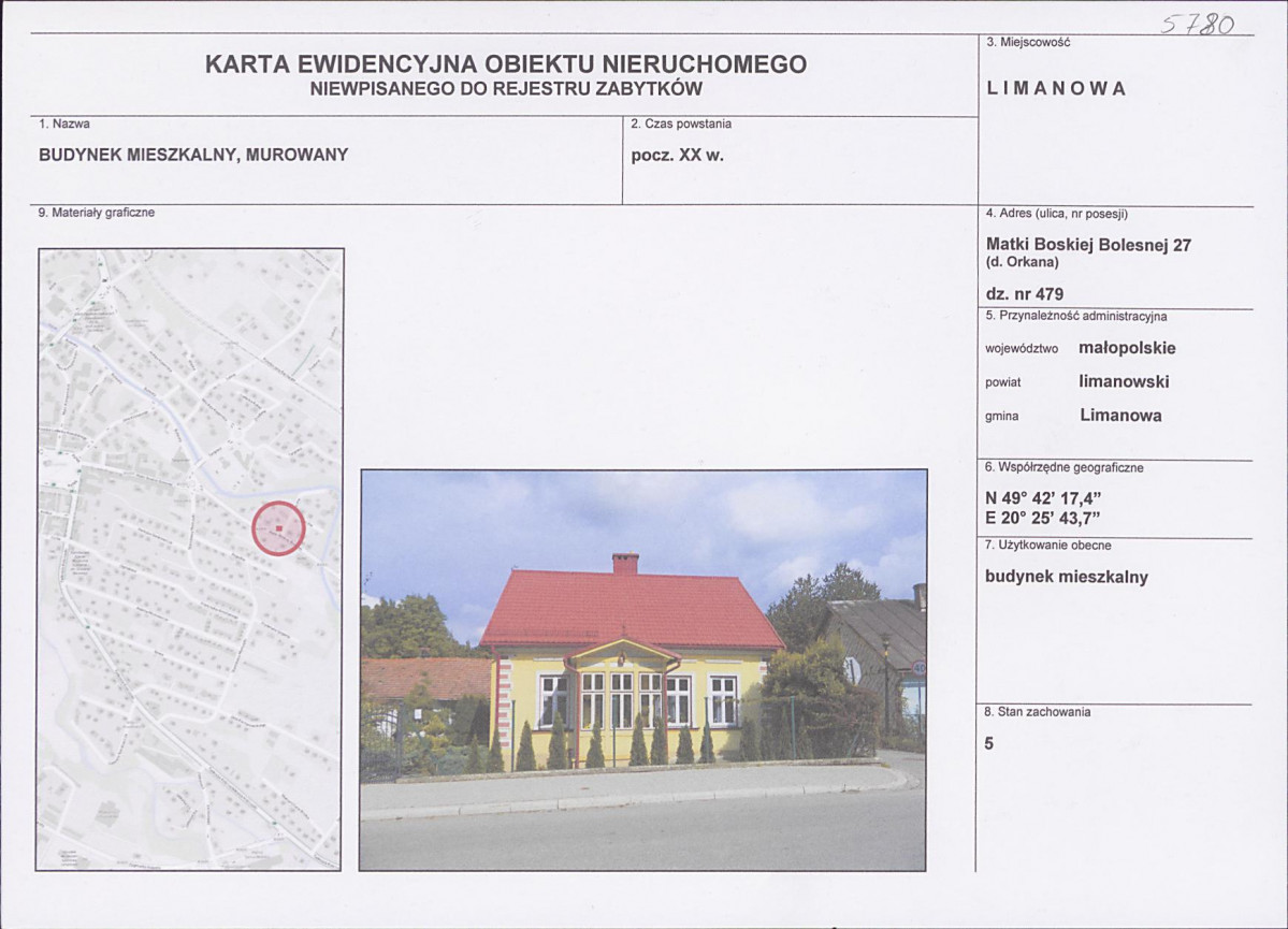 KEZN - Karta obiektu niewpisanego do rejestru, skan nr 1