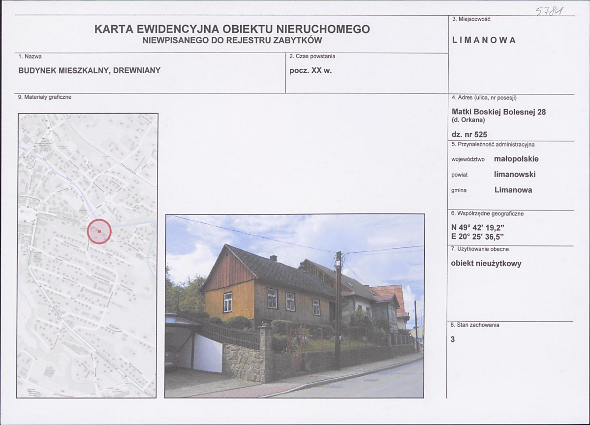 KEZN - Karta obiektu niewpisanego do rejestru, skan nr 1