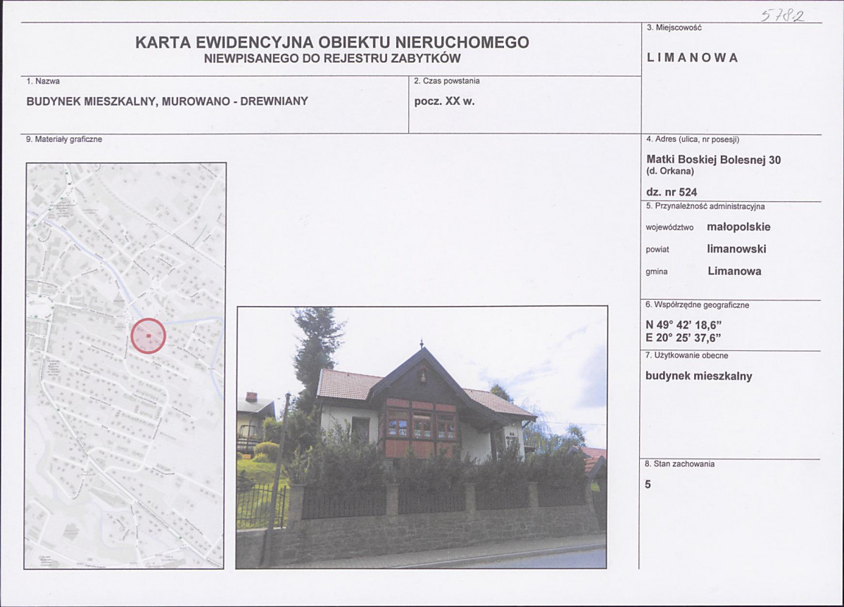 KEZN - Karta obiektu niewpisanego do rejestru, skan nr 1