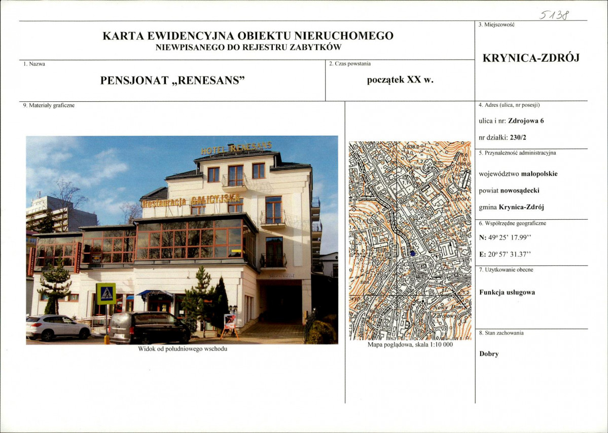 KEZN - Karta obiektu niewpisanego do rejestru, skan nr 1