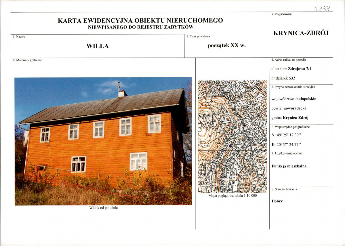 KEZN - Karta obiektu niewpisanego do rejestru, skan nr 1