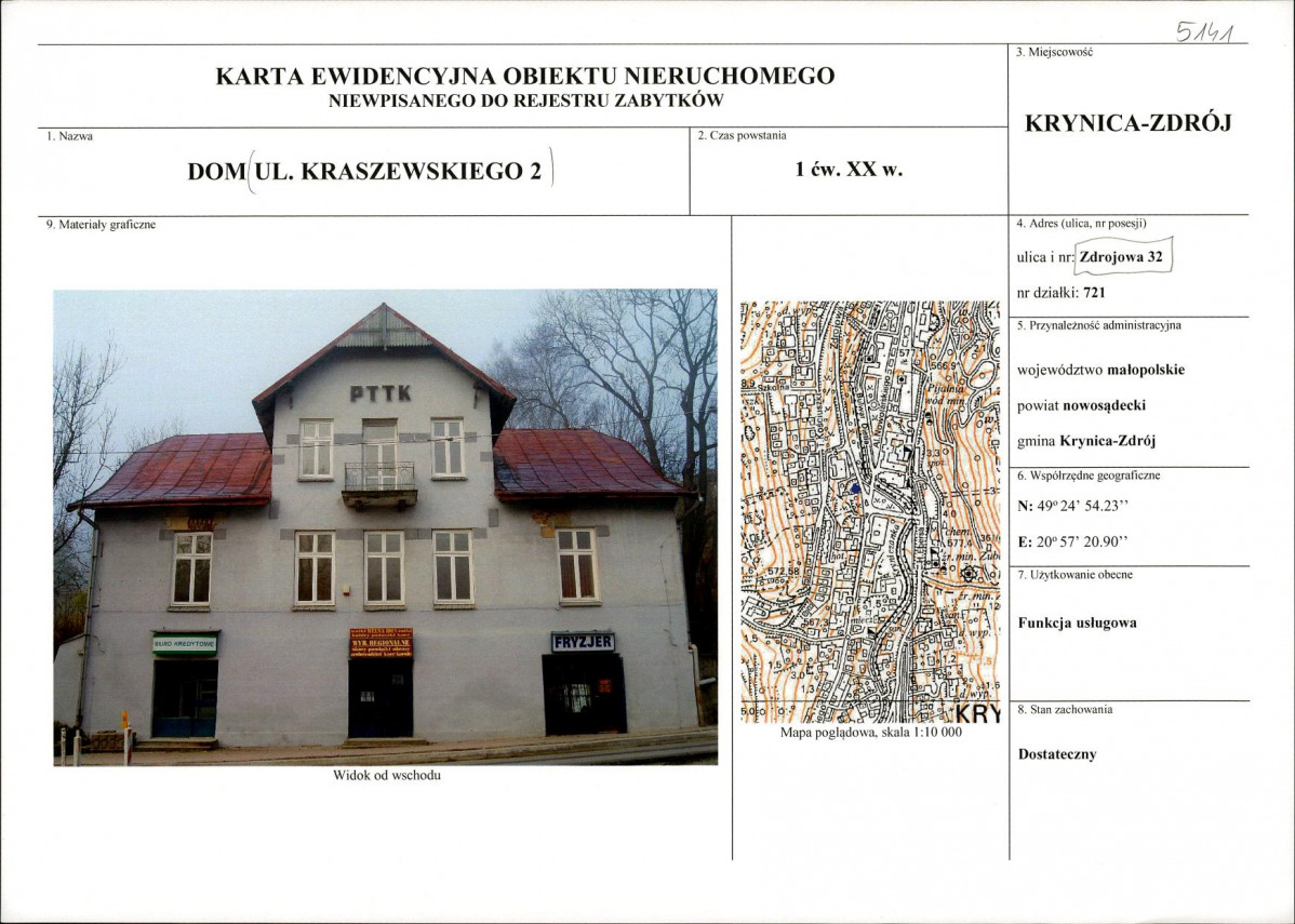 KEZN - Karta obiektu niewpisanego do rejestru, skan nr 1