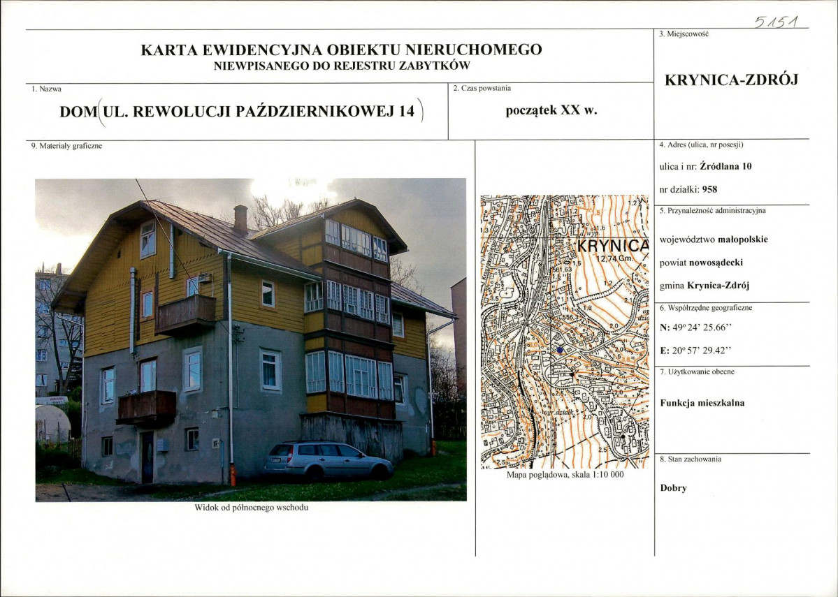 KEZN - Karta obiektu niewpisanego do rejestru, skan nr 1