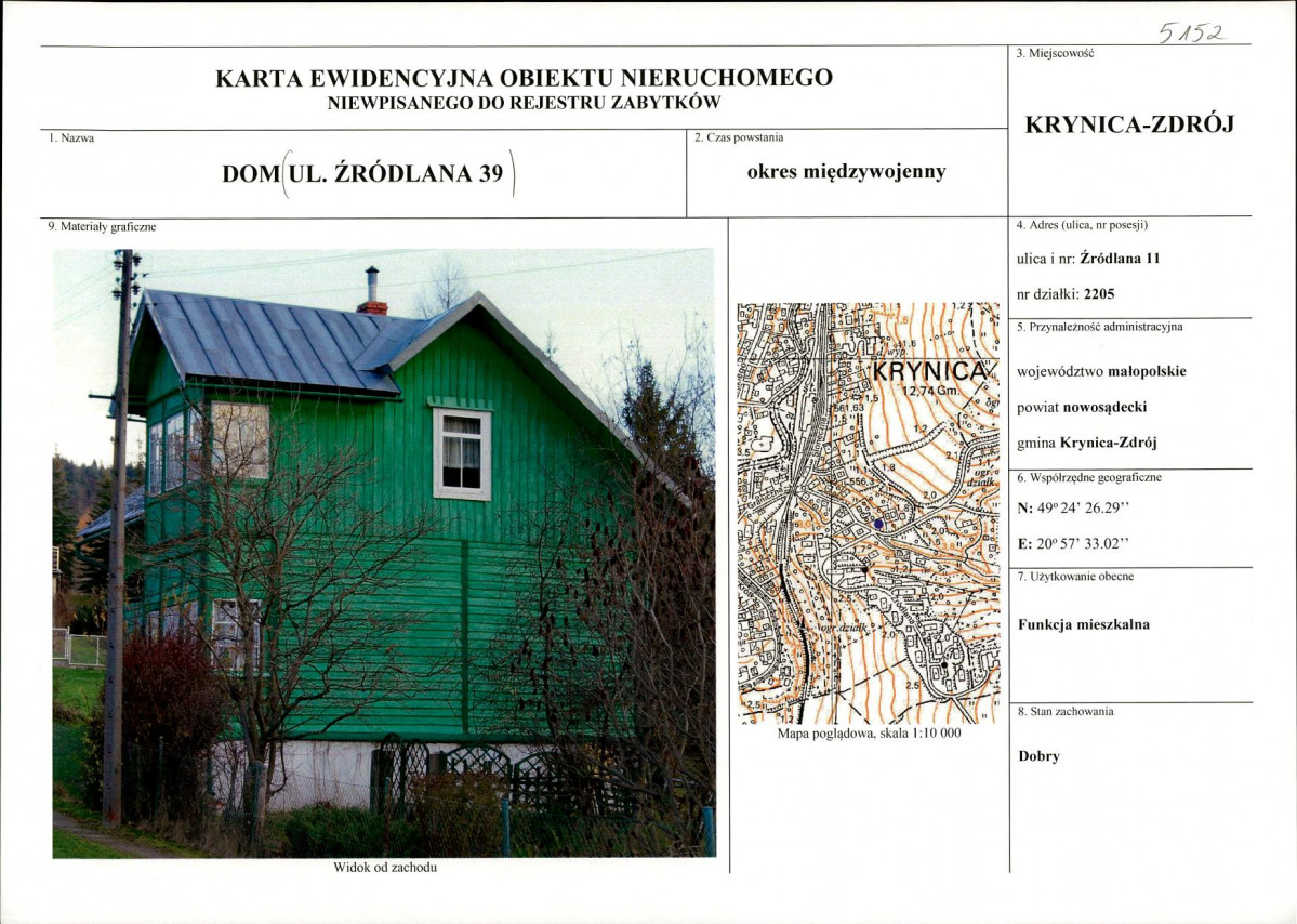 KEZN - Karta obiektu niewpisanego do rejestru, skan nr 1