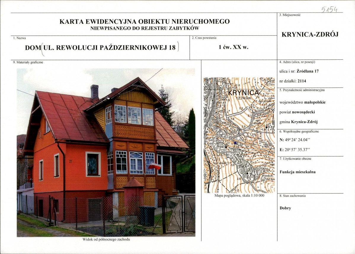 KEZN - Karta obiektu niewpisanego do rejestru, skan nr 1