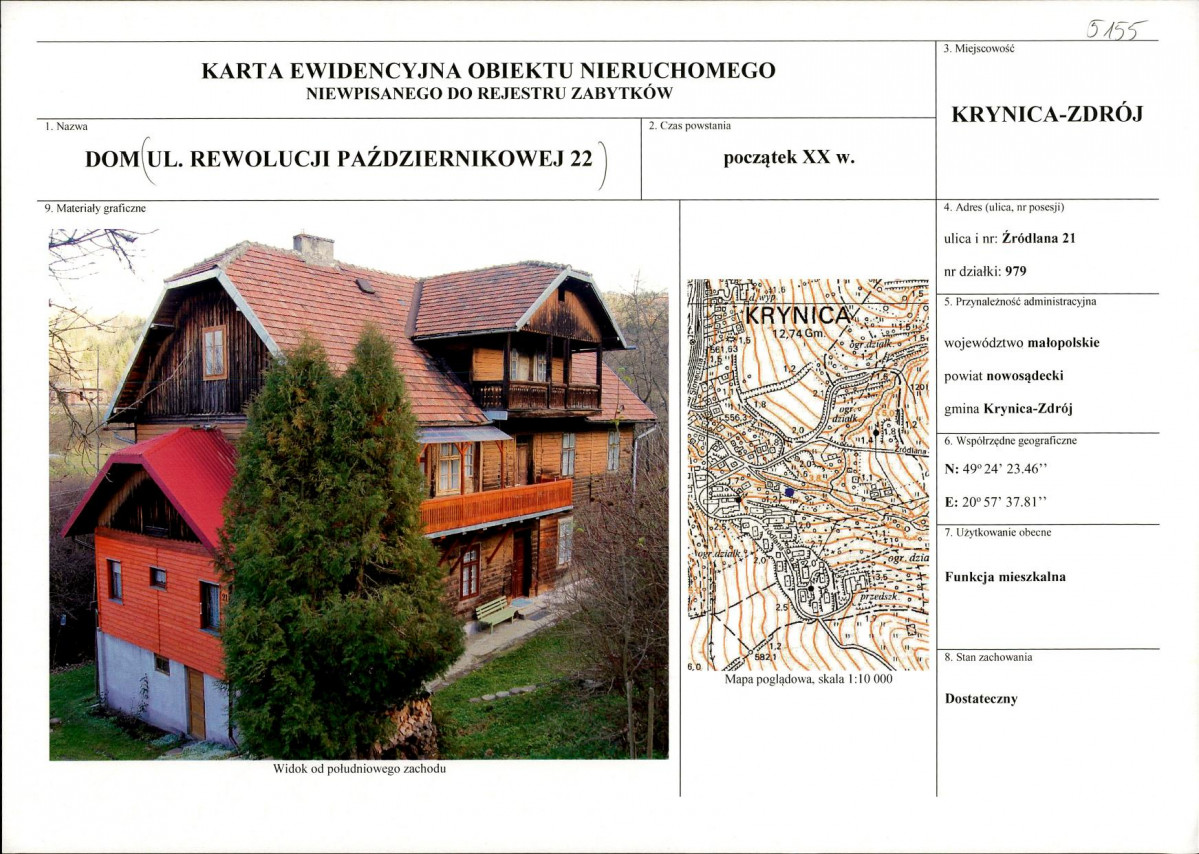 KEZN - Karta obiektu niewpisanego do rejestru, skan nr 1
