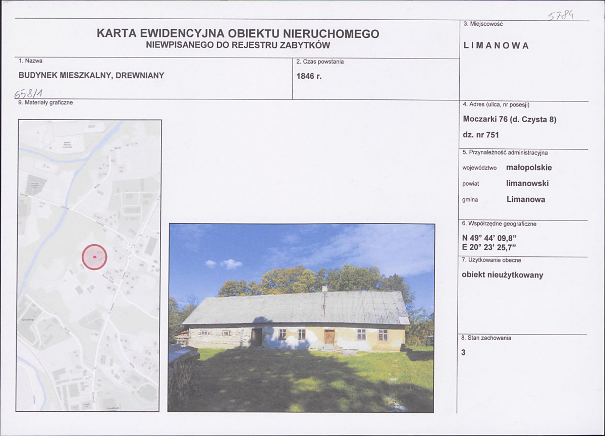 KEZN - Karta obiektu niewpisanego do rejestru, skan nr 1
