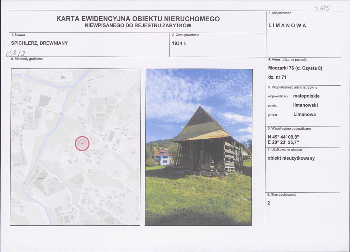 KEZN - Karta obiektu niewpisanego do rejestru, skan nr 1