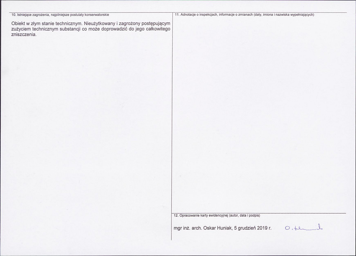 KEZN - Karta obiektu niewpisanego do rejestru, skan nr 2