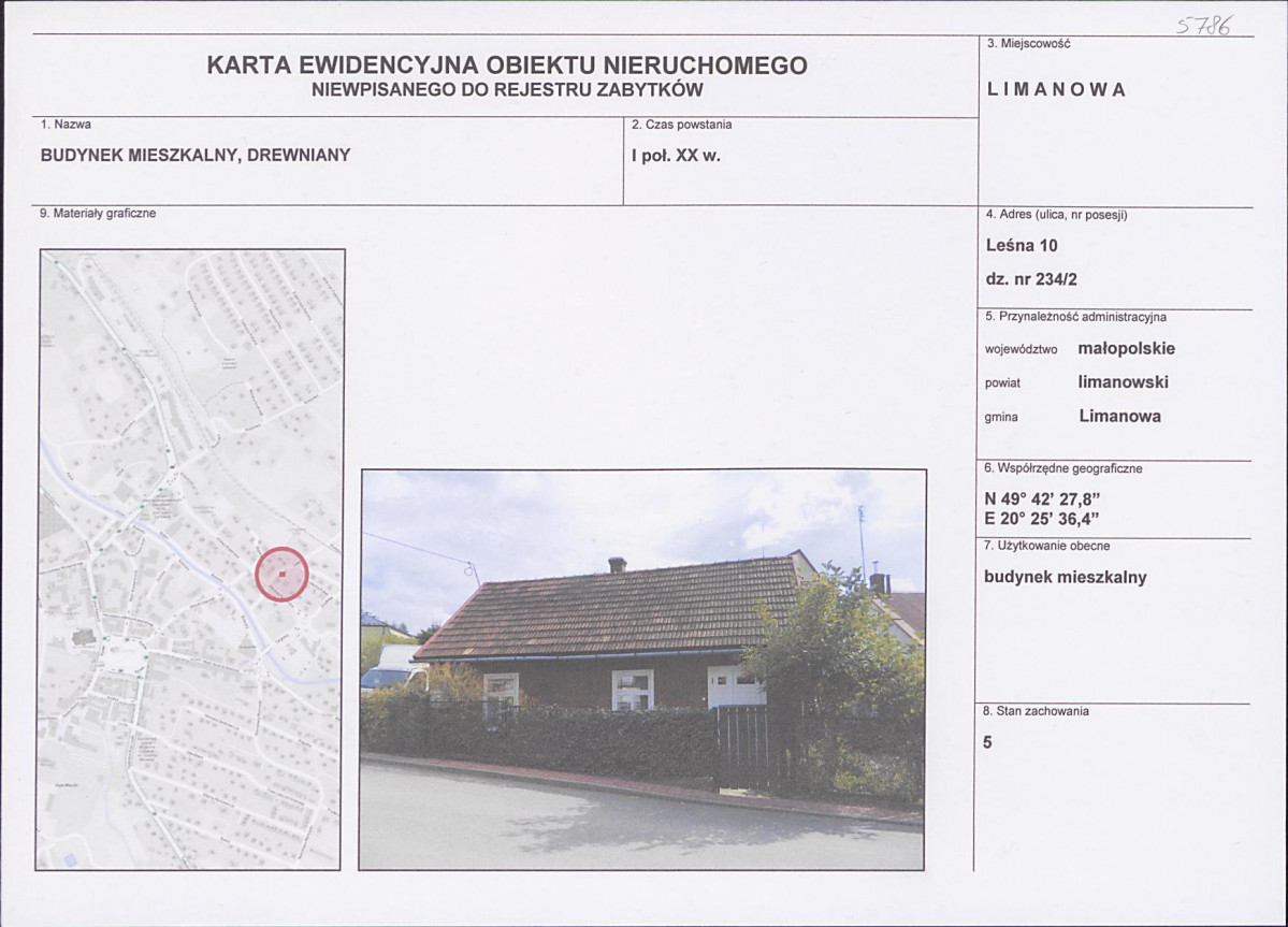 KEZN - Karta obiektu niewpisanego do rejestru, skan nr 1