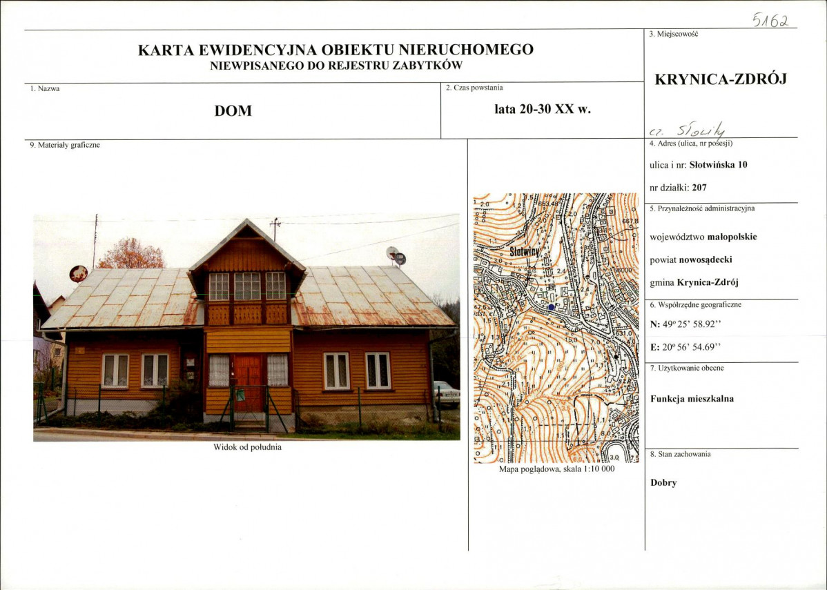 KEZN - Karta obiektu niewpisanego do rejestru, skan nr 1