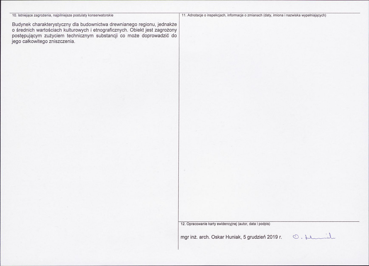 KEZN - Karta obiektu niewpisanego do rejestru, skan nr 2