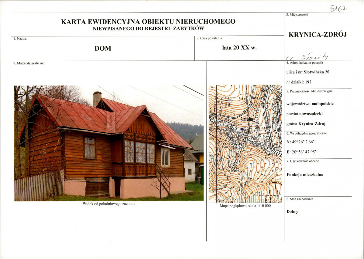 KEZN - Karta obiektu niewpisanego do rejestru, skan nr 1