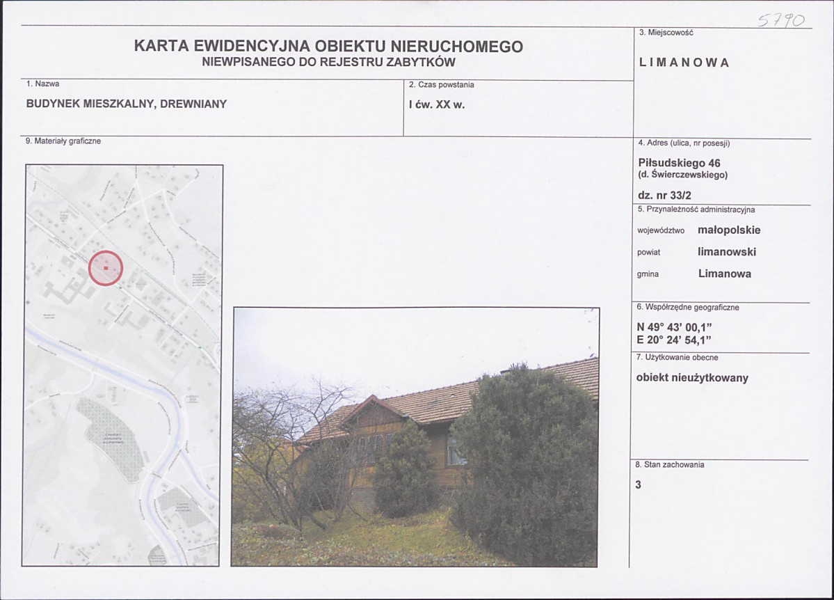 KEZN - Karta obiektu niewpisanego do rejestru, skan nr 1