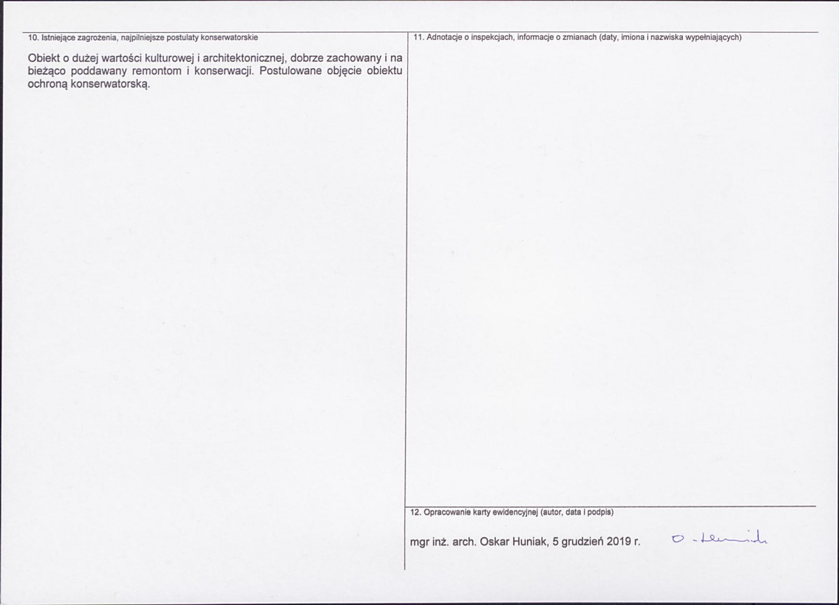 KEZN - Karta obiektu niewpisanego do rejestru, skan nr 2