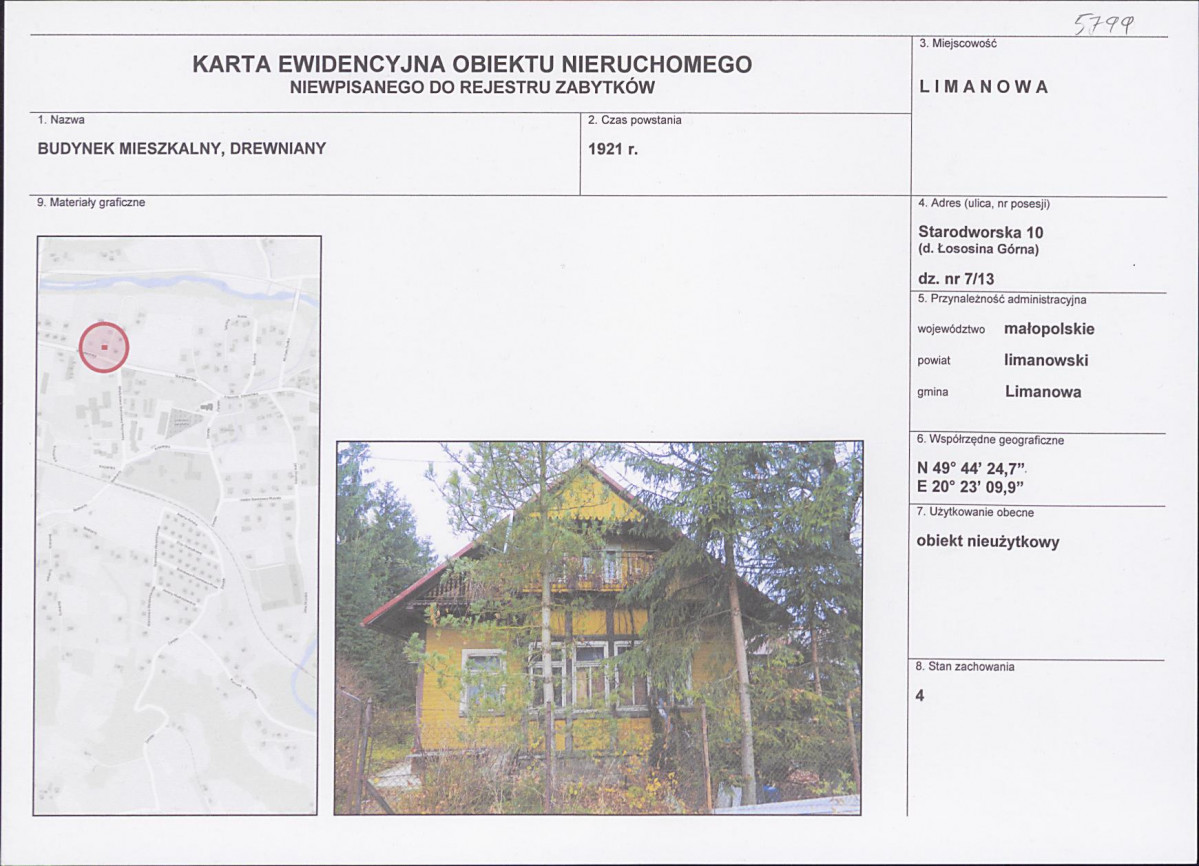 KEZN - Karta obiektu niewpisanego do rejestru, skan nr 1