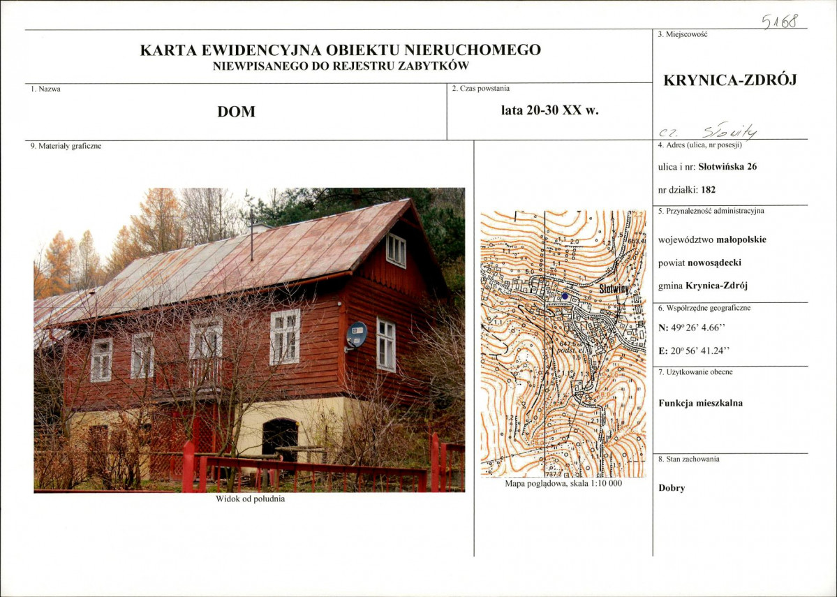 KEZN - Karta obiektu niewpisanego do rejestru, skan nr 1