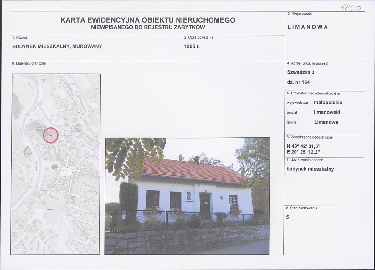 KEZN - Karta obiektu niewpisanego do rejestru, skan nr 1