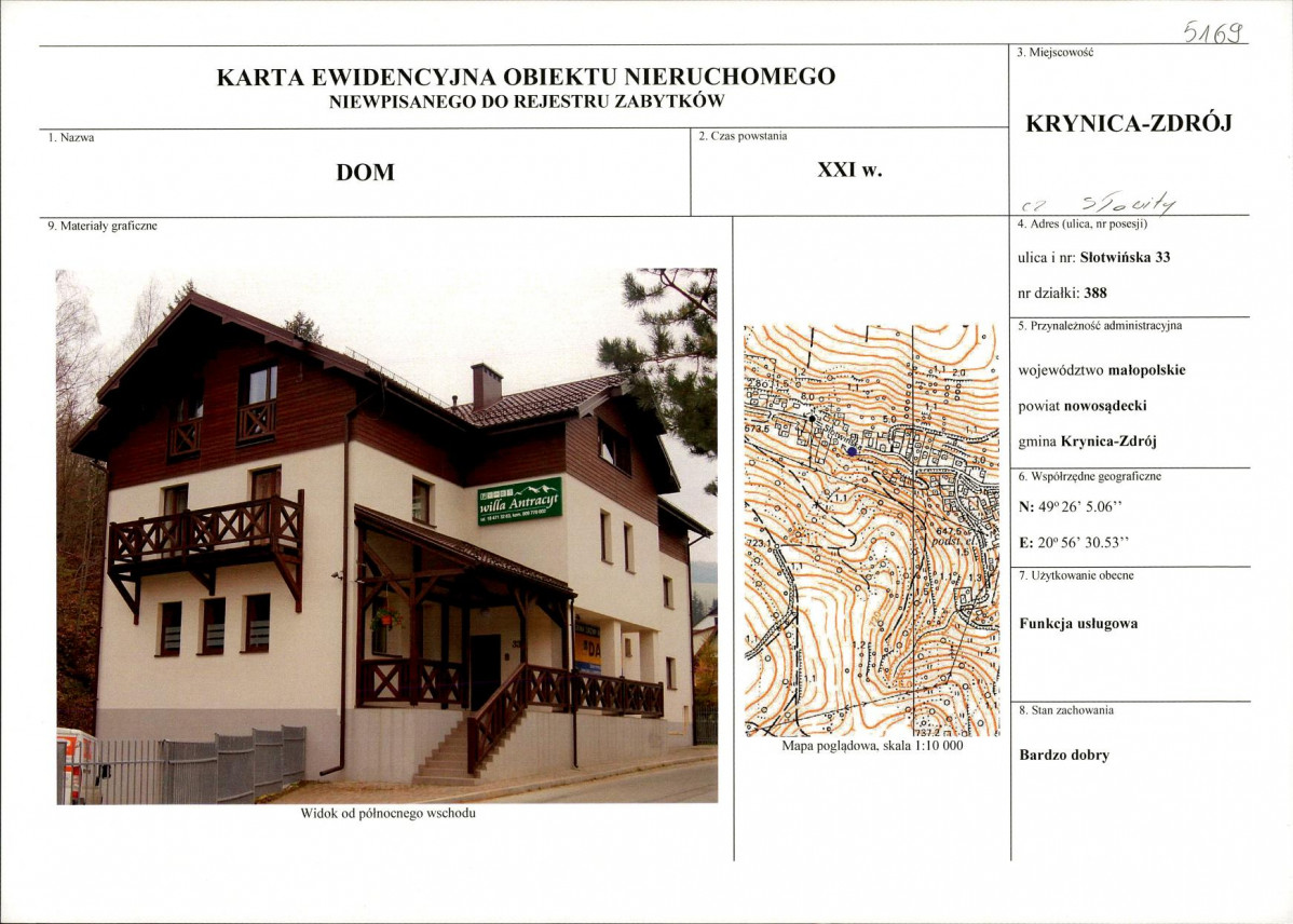KEZN - Karta obiektu niewpisanego do rejestru, skan nr 1