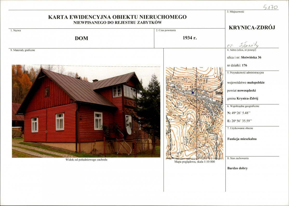 KEZN - Karta obiektu niewpisanego do rejestru, skan nr 1