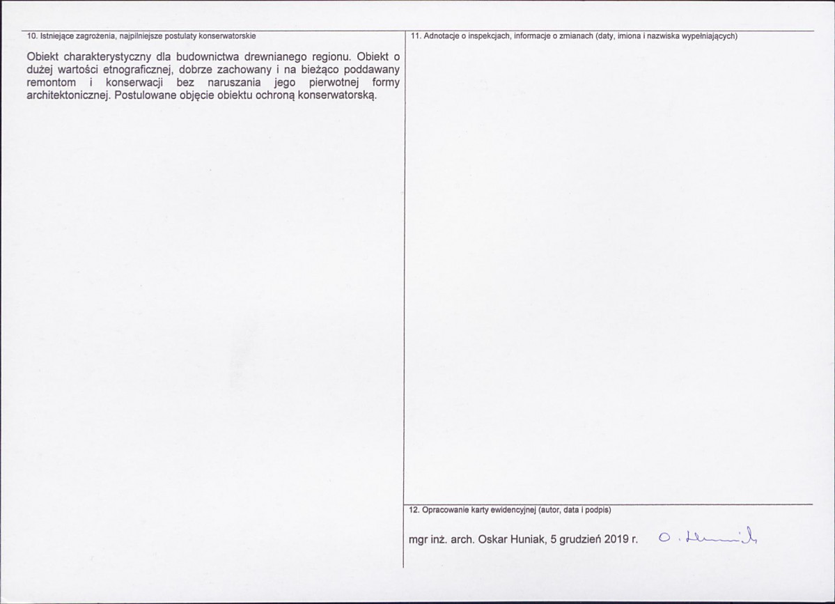 KEZN - Karta obiektu niewpisanego do rejestru, skan nr 2