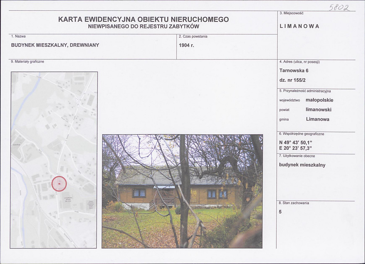KEZN - Karta obiektu niewpisanego do rejestru, skan nr 1