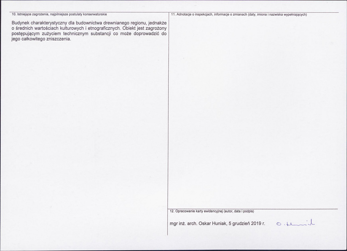 KEZN - Karta obiektu niewpisanego do rejestru, skan nr 2