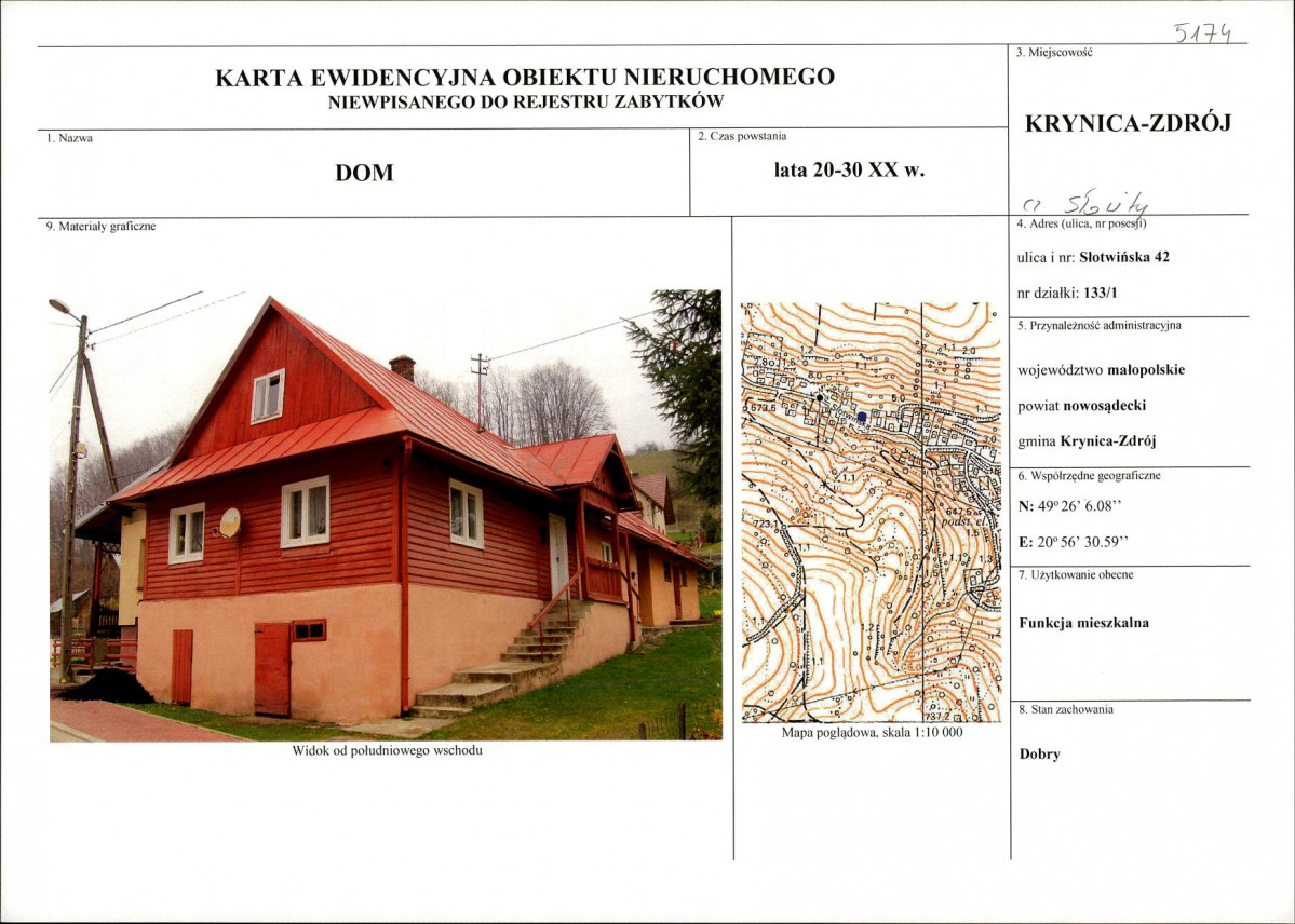 KEZN - Karta obiektu niewpisanego do rejestru, skan nr 1