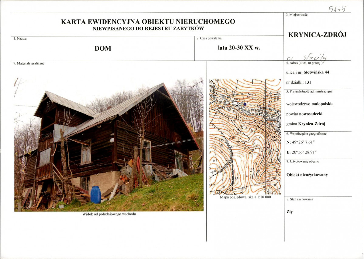 KEZN - Karta obiektu niewpisanego do rejestru, skan nr 1