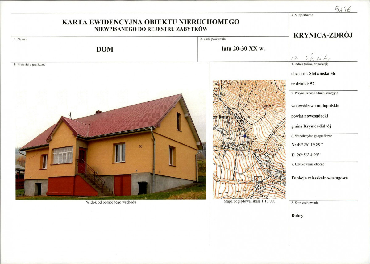 KEZN - Karta obiektu niewpisanego do rejestru, skan nr 1