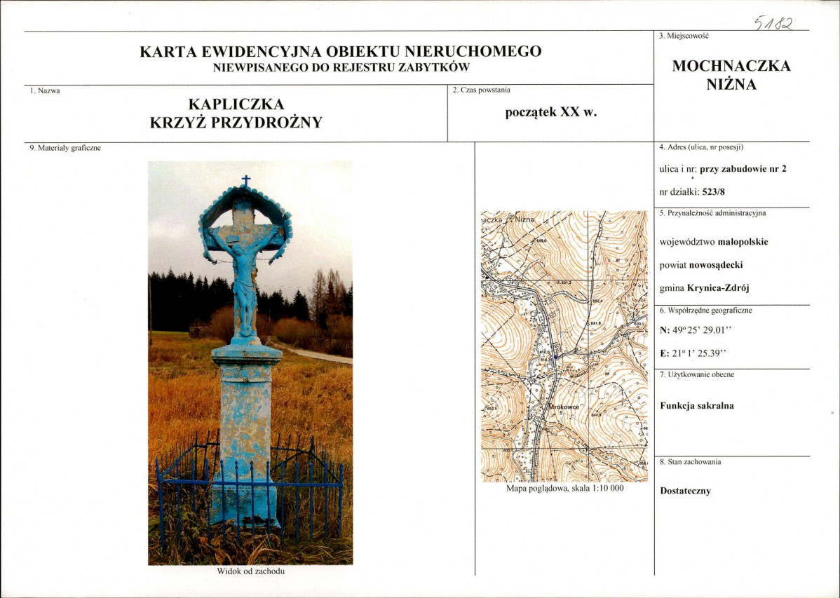 KEZN - Karta obiektu niewpisanego do rejestru, skan nr 1