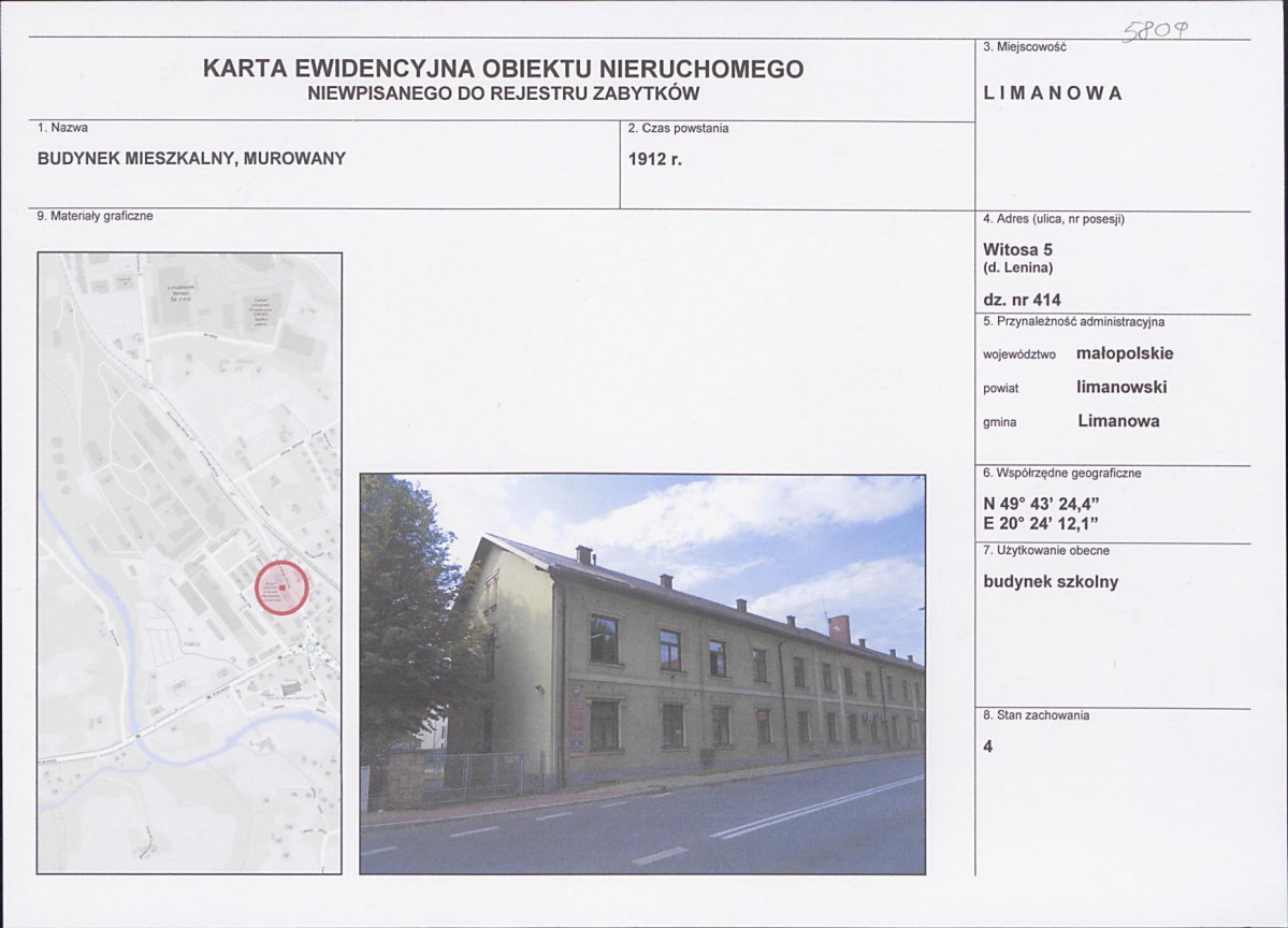 KEZN - Karta obiektu niewpisanego do rejestru, skan nr 1