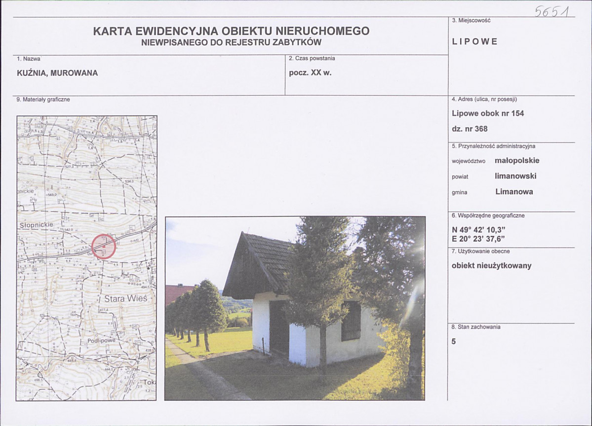 KEZN - Karta obiektu niewpisanego do rejestru, skan nr 1