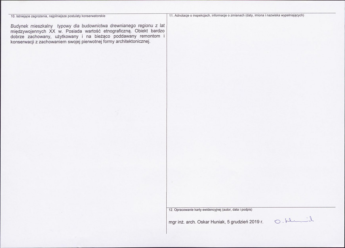 Karta obiektu niewpisanego do rejestru, skan nr 2