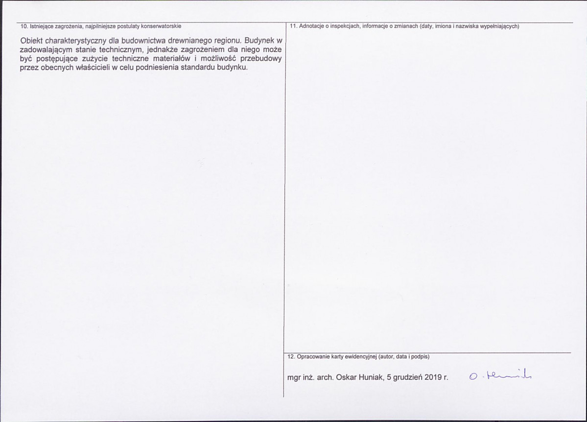 Karta obiektu niewpisanego do rejestru, skan nr 2