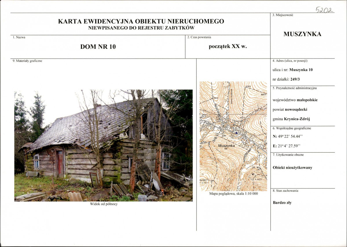 KEZN - Karta obiektu niewpisanego do rejestru, skan nr 1