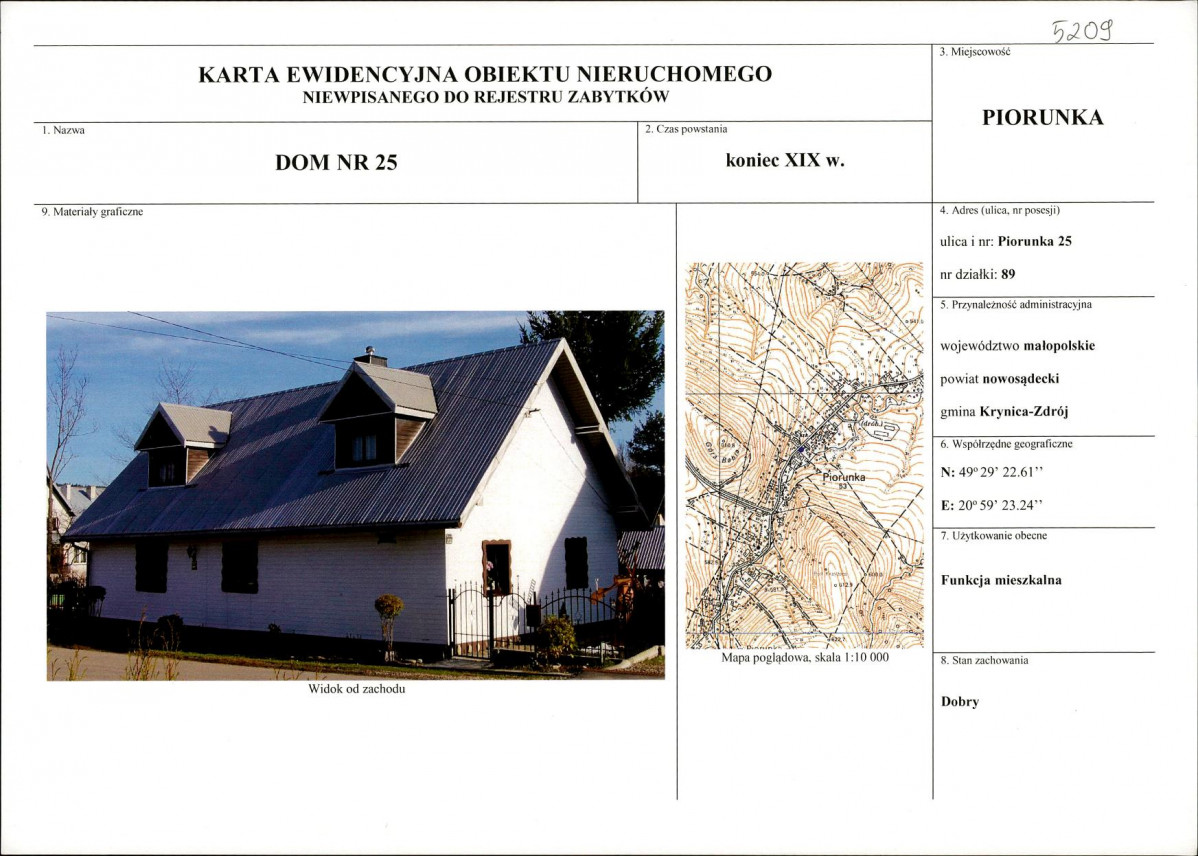 KEZN - Karta obiektu niewpisanego do rejestru, skan nr 1