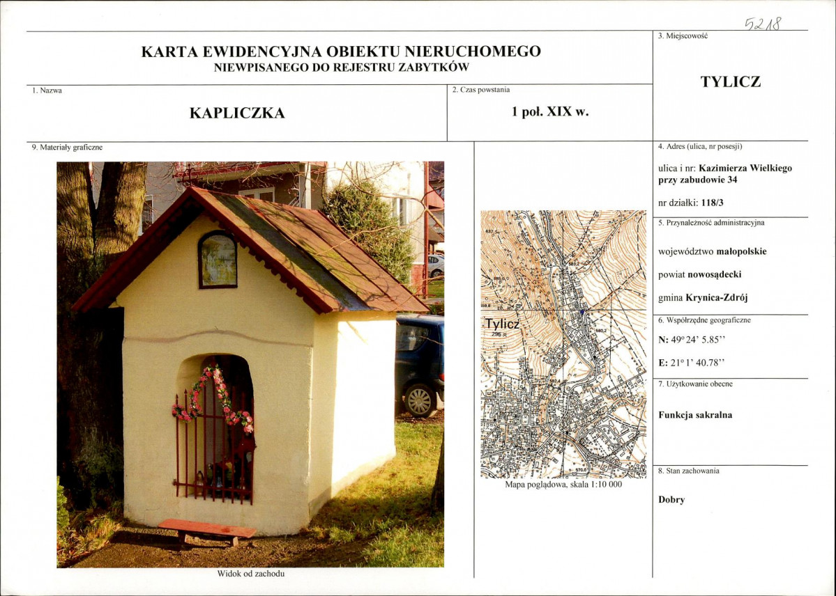 KEZN - Karta obiektu niewpisanego do rejestru, skan nr 1