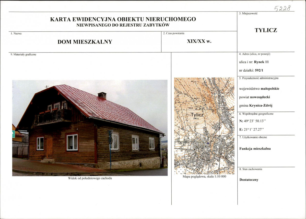 KEZN - Karta obiektu niewpisanego do rejestru, skan nr 1