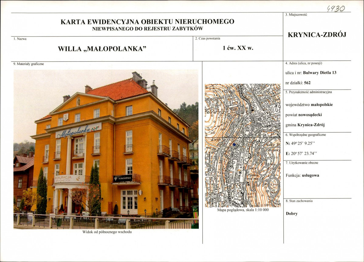 KEZN - Karta obiektu niewpisanego do rejestru, skan nr 1