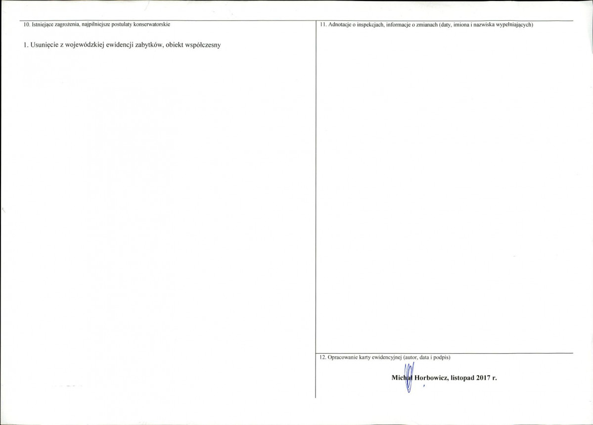 KEZN - Karta obiektu niewpisanego do rejestru, skan nr 2