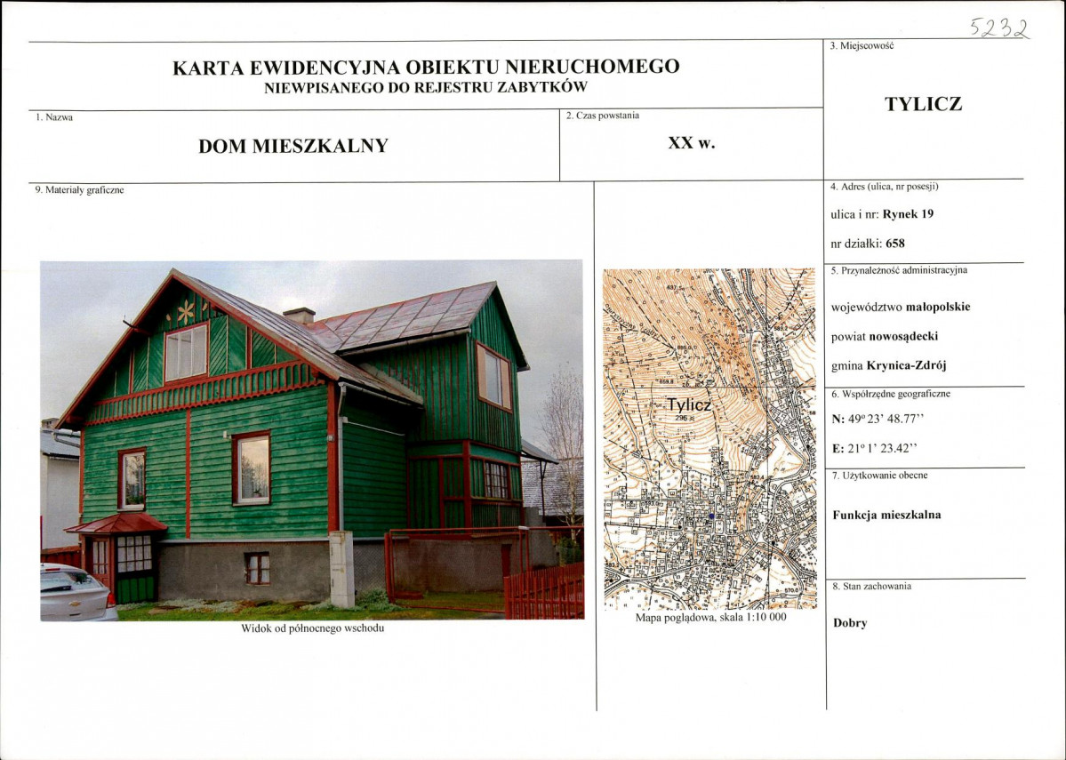 KEZN - Karta obiektu niewpisanego do rejestru, skan nr 1