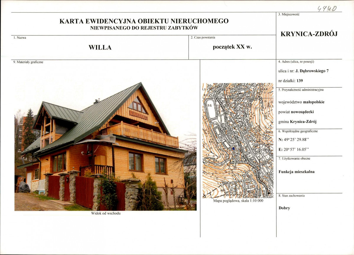 KEZN - Karta obiektu niewpisanego do rejestru, skan nr 1