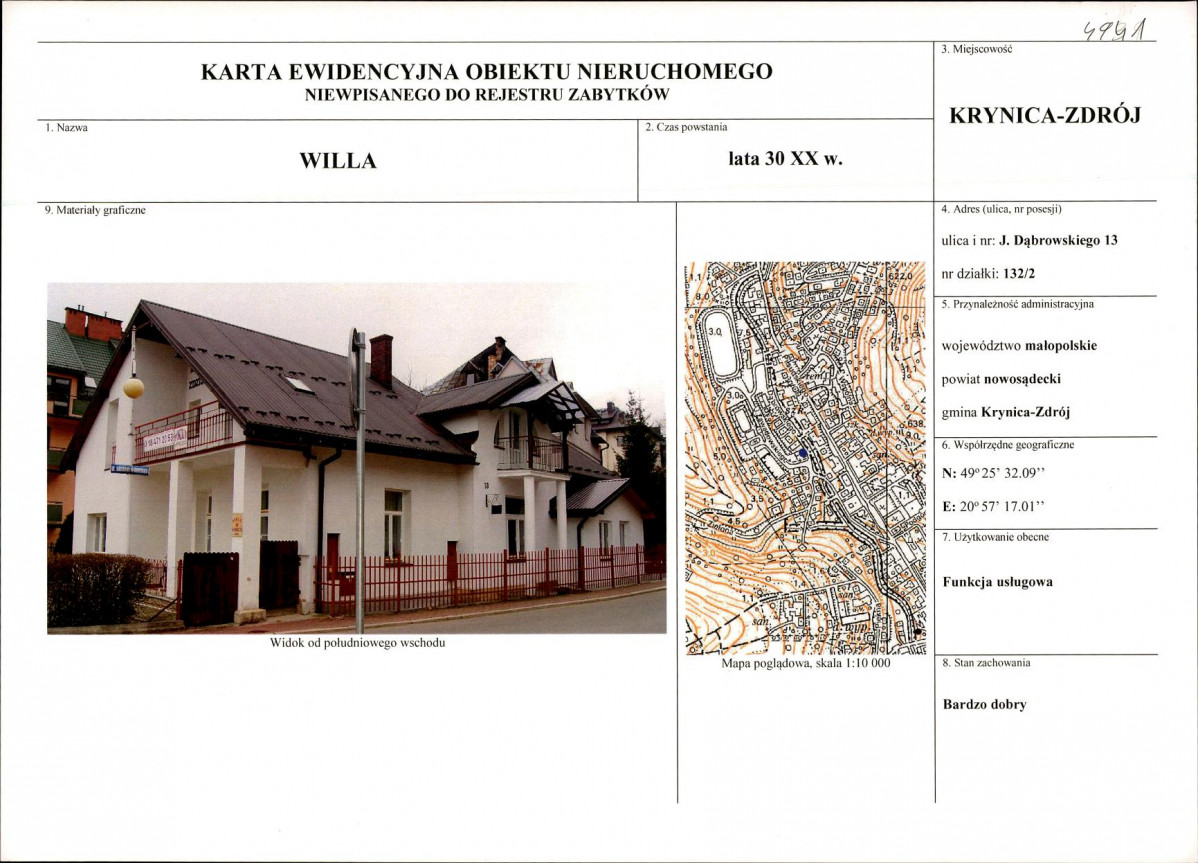 KEZN - Karta obiektu niewpisanego do rejestru, skan nr 1
