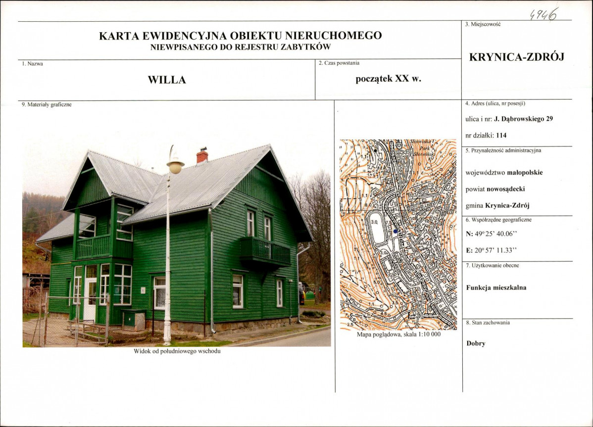 KEZN - Karta obiektu niewpisanego do rejestru, skan nr 1