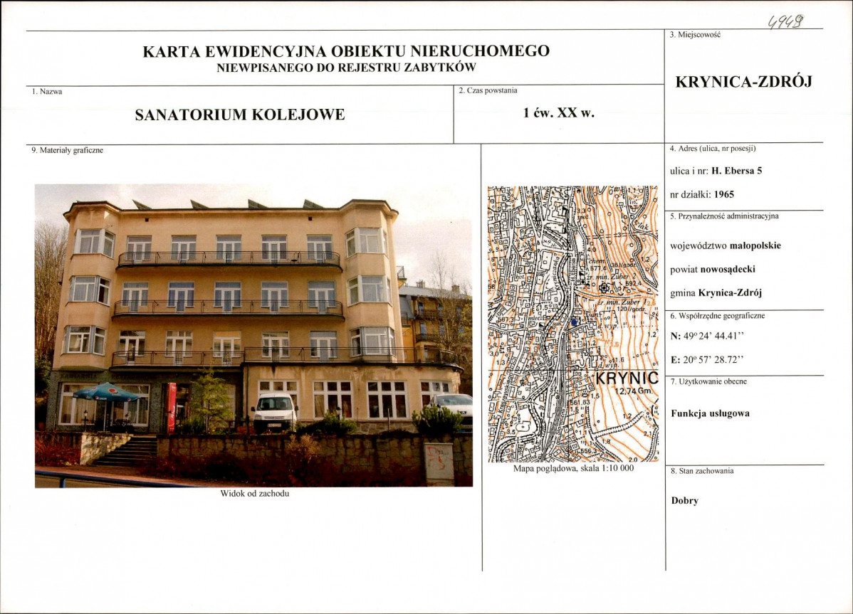 KEZN - Karta obiektu niewpisanego do rejestru, skan nr 1